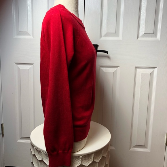 Ralph Lauren Sweater Red with Leather Accent - Picture 8 of 8